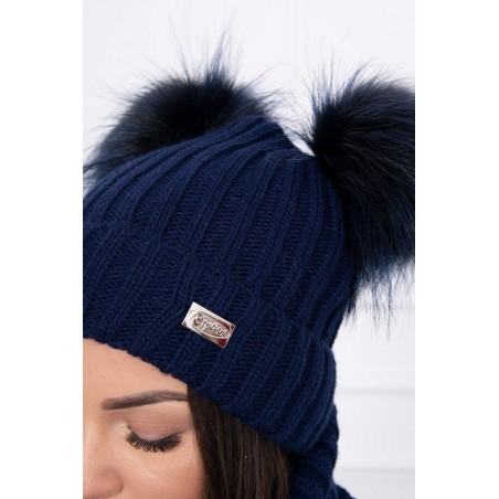 Súprava dámska čiapka a šál K120 - námornícka modrá