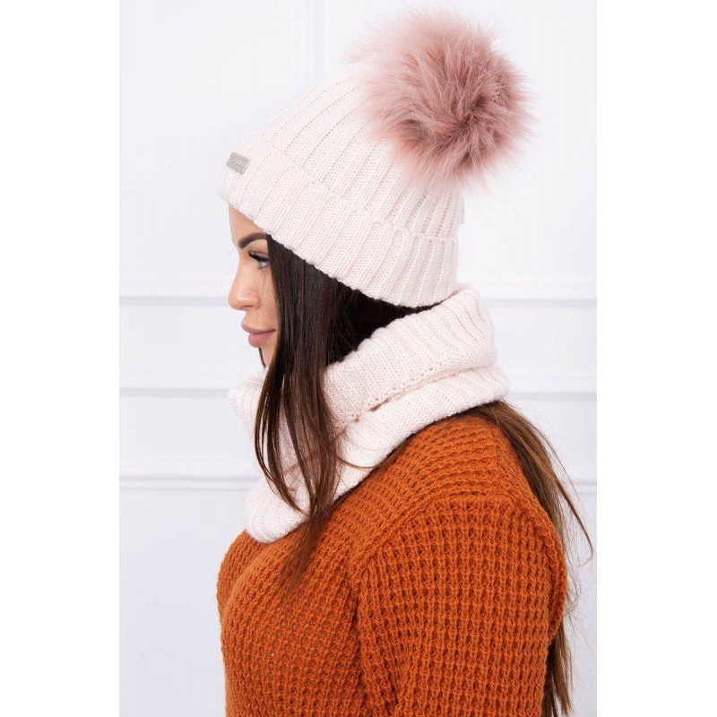 Súprava dámska čiapka a šál K120 - svetloružová