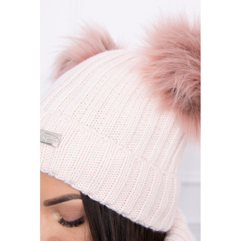 Súprava dámska čiapka a šál K120 - svetloružová