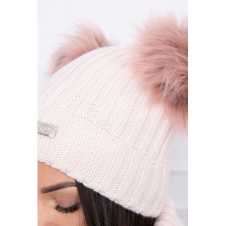 Súprava dámska čiapka a šál K120 - svetloružová