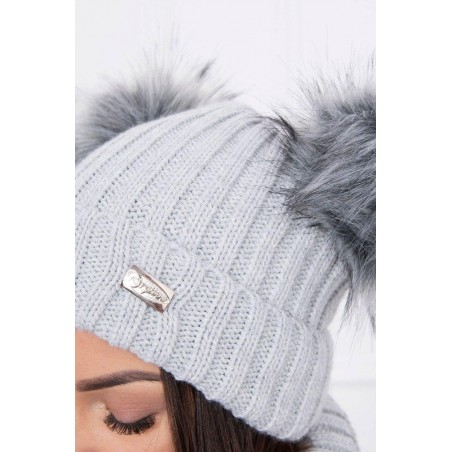 Súprava dámska čiapka a šál K120 - svetlosivá