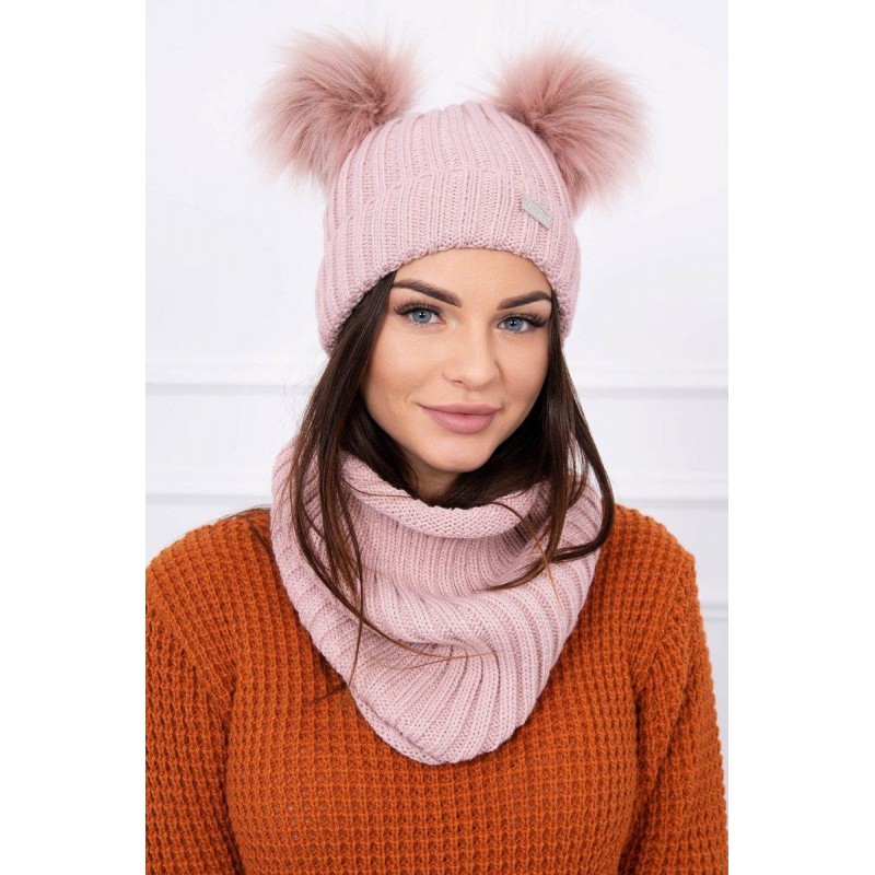 Súprava dámska čiapka a šál K120 - tmavoružová