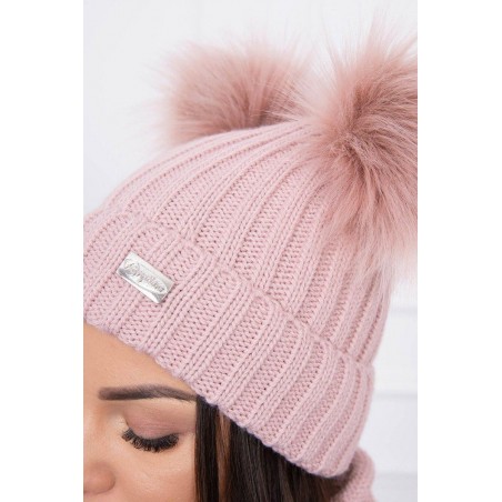 Súprava dámska čiapka a šál K120 - tmavoružová