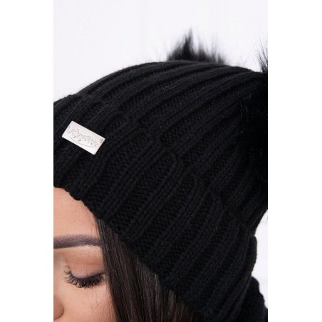 Súprava dámska čiapka a šál K120 - čierna