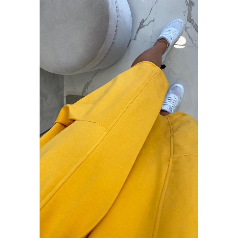 Horčicový dámsky kardigán s kapucňou 0044