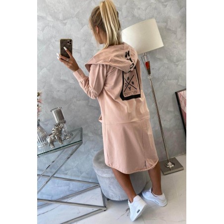 Ružový dámsky kardigán s kapucňou 0044