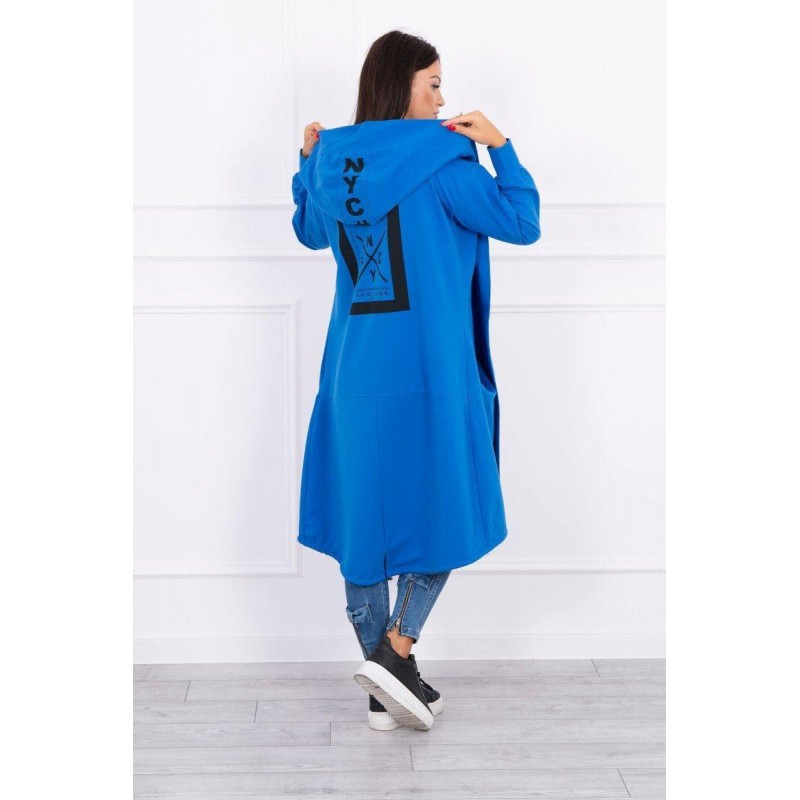 Modrý dámsky kardigán s kapucňou 0044