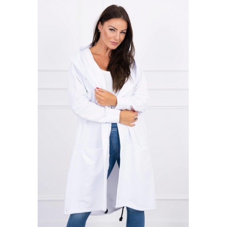 Biely dámsky kardigán s kapucňou 0044