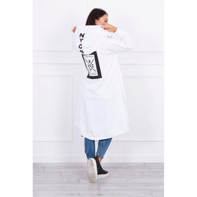 Biely dámsky kardigán s kapucňou 0044