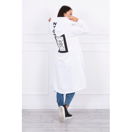 Biely dámsky kardigán s kapucňou 0044