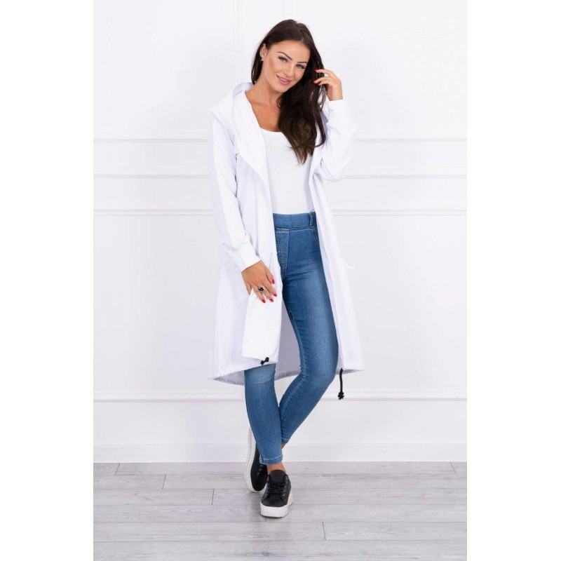Biely dámsky kardigán s kapucňou 0044