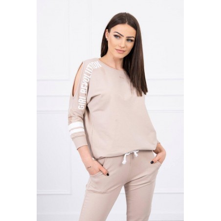 Dámska tepláková súprava Girl Revolution 8849 - béžová