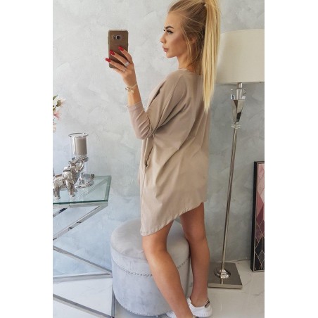 Dámska blúzka oversize 8875 - tmavobéžová