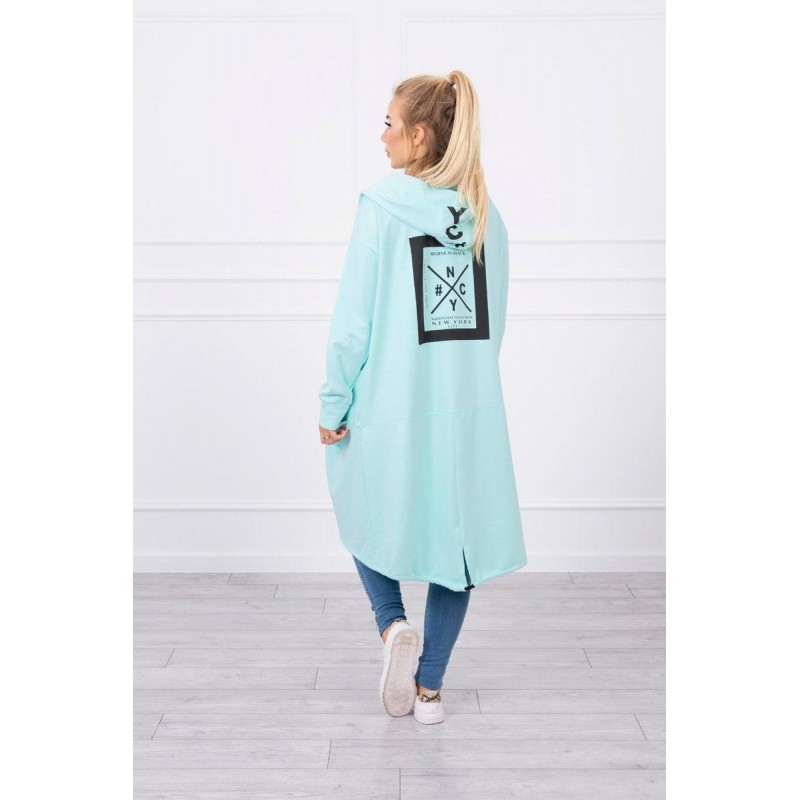 Mätový dámsky kardigán s kapucňou 0044