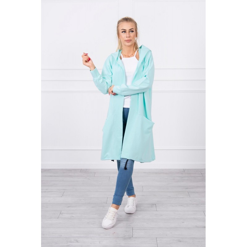 Mätový dámsky kardigán s kapucňou 0044