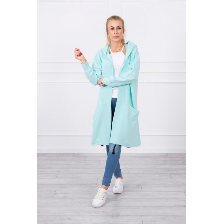 Mätový dámsky kardigán s kapucňou 0044