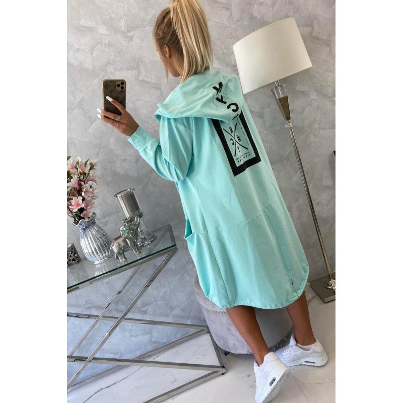 Mätový dámsky kardigán s kapucňou 0044