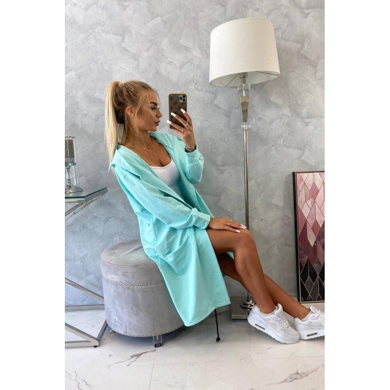 Mätový dámsky kardigán s kapucňou 0044