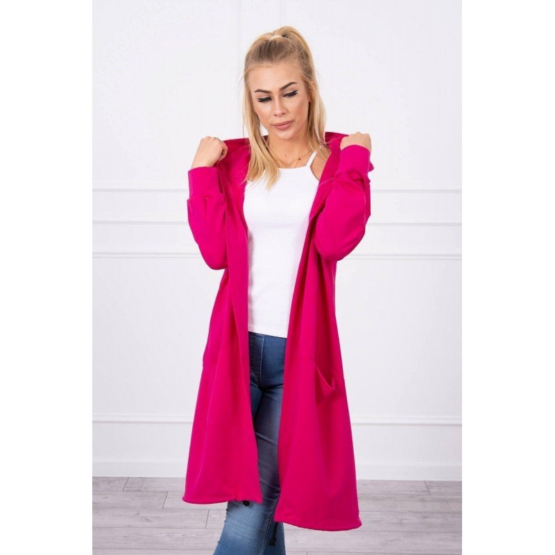 Fuchsiový dámsky kardigán s kapucňou 0044