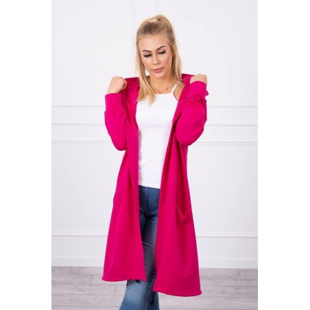 Fuchsiový dámsky kardigán s kapucňou 0044