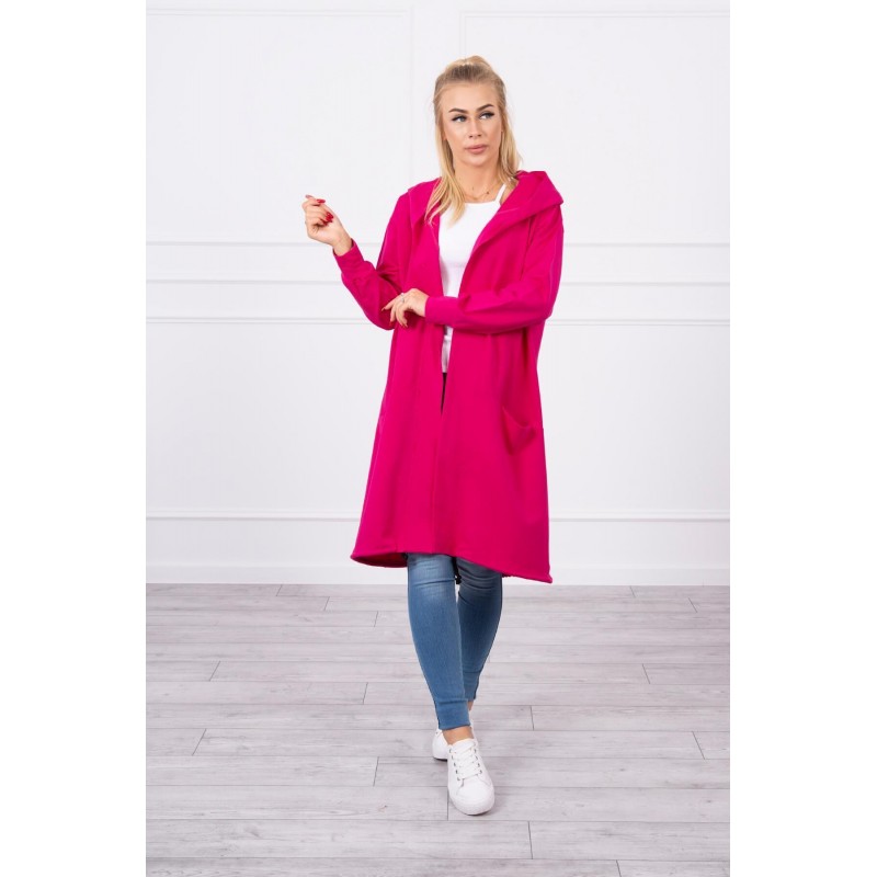 Fuchsiový dámsky kardigán s kapucňou 0044