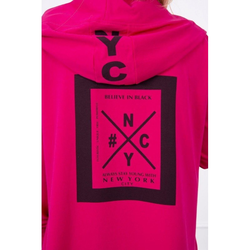 Fuchsiový dámsky kardigán s kapucňou 0044