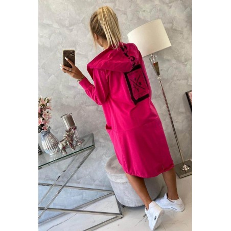 Fuchsiový dámsky kardigán s kapucňou 0044