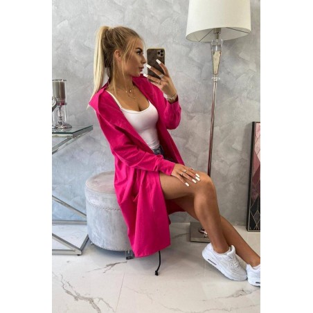 Fuchsiový dámsky kardigán s kapucňou 0044