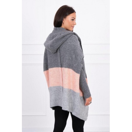 Dámsky kardigán 2019-15 - grafitový-sivý-ružový