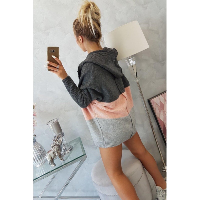 Dámsky kardigán 2019-15 - grafitový-sivý-ružový