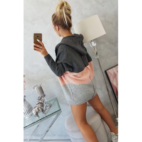 Dámsky kardigán 2019-15 - grafitový-sivý-ružový