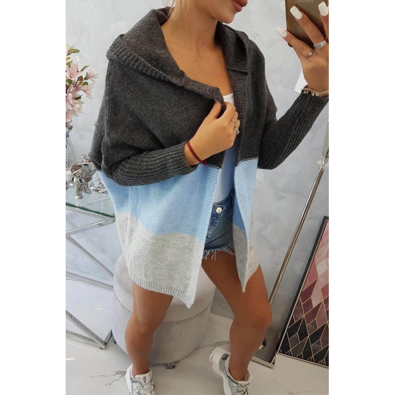 Dámsky kardigán 2019-15 - grafitový-modrý-sivý