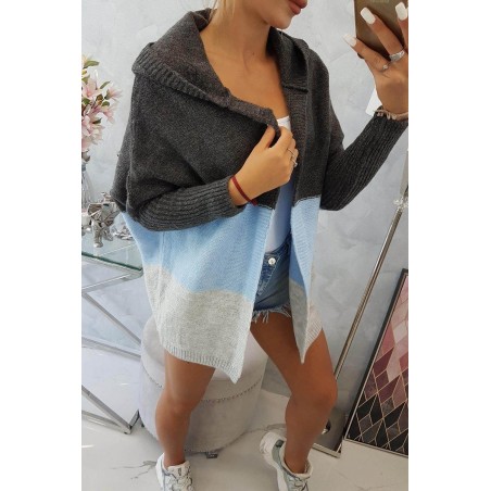 Dámsky kardigán 2019-15 - grafitový-modrý-sivý