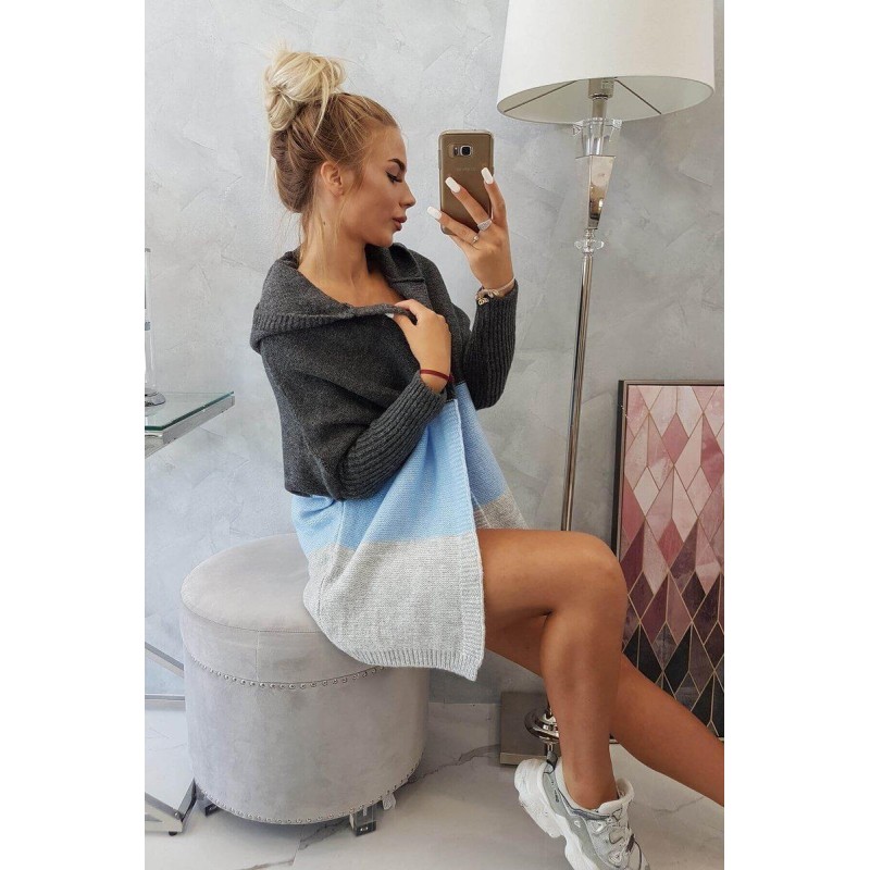 Dámsky kardigán 2019-15 - grafitový-modrý-sivý