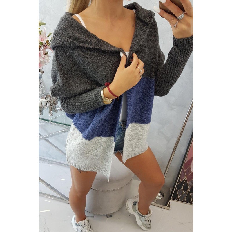 Dámsky kardigán 2019-15 - grafitový-tmavomodrý-sivý