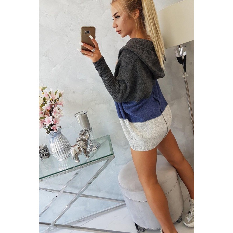 Dámsky kardigán 2019-15 - grafitový-tmavomodrý-sivý