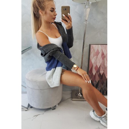 Dámsky kardigán 2019-15 - grafitový-tmavomodrý-sivý