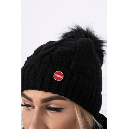 Čierna dámska čiapka a šál K133