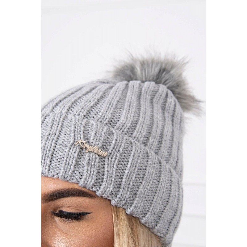 Dámska čiapka a šál K149 - svetlosivá