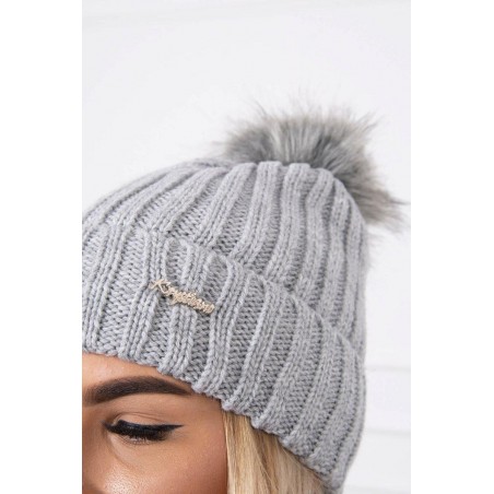 Dámska čiapka a šál K149 - svetlosivá