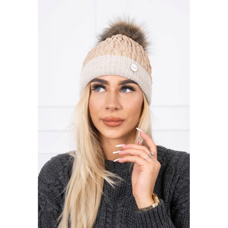Svetlobéžová dámska čiapka K160