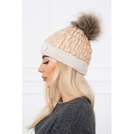 Svetlobéžová dámska čiapka K160