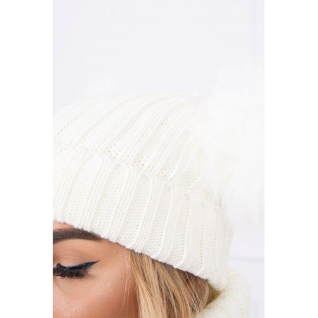 Súprava dámska čiapka a šál K120 - ecru