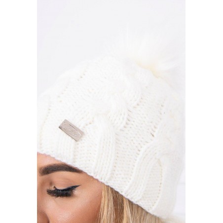 Dámska súprava čiapka a šál K116 - ecru