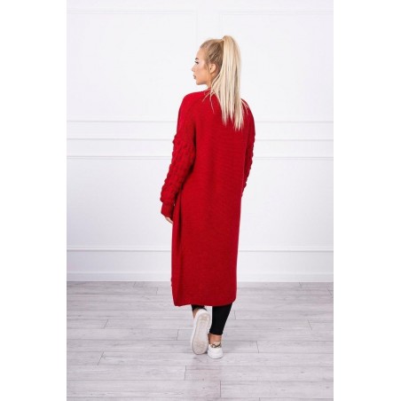 Dlhý dámsky červený kardigán 2020-9
