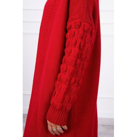 Dlhý dámsky červený kardigán 2020-9