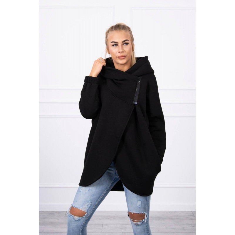 Dámska mikina s krátkym zipsom 9110 - čierna