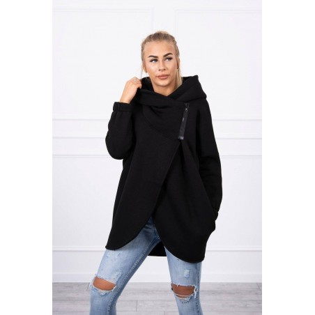 Dámska mikina s krátkym zipsom 9110 - čierna