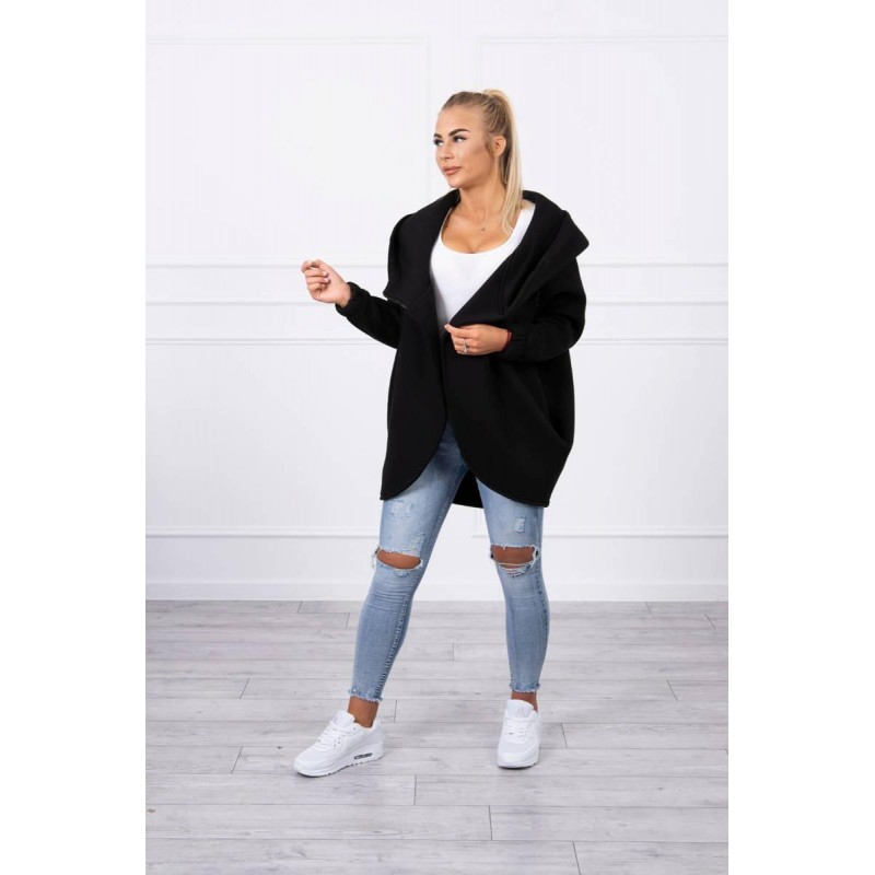 Dámska mikina s krátkym zipsom 9110 - čierna
