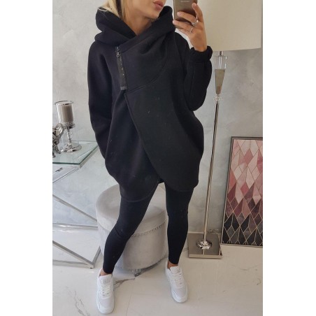 Dámska mikina s krátkym zipsom 9110 - čierna